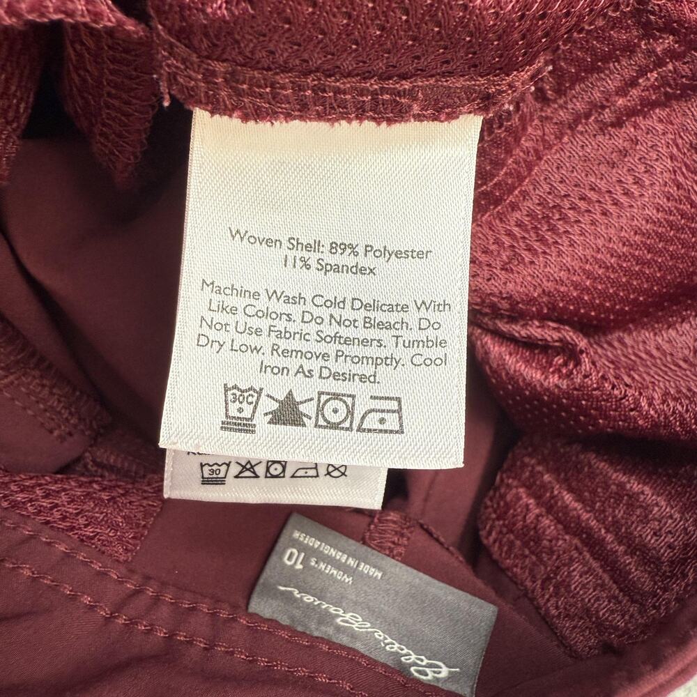 Eddie Bauer Pants Womens 10 Burgundy Stretch Cargo Capri Hiking Outdoor Ruched - Picture 6 of 12